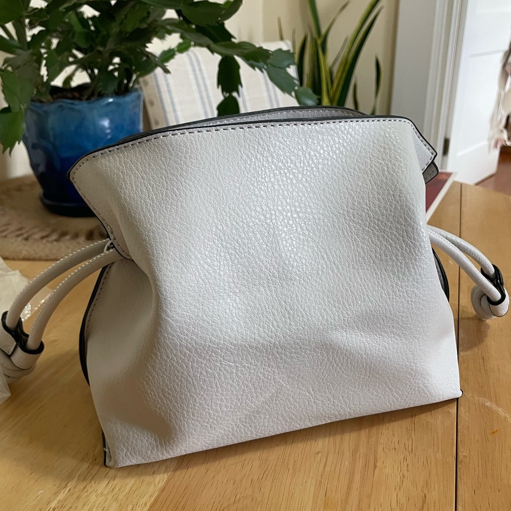 Neiman Marcus Gray Drawstring Clutch Bag